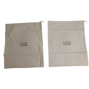 Eileen Fisher organic cotton drawstring travel dust bags 12 x 14 Set of 2